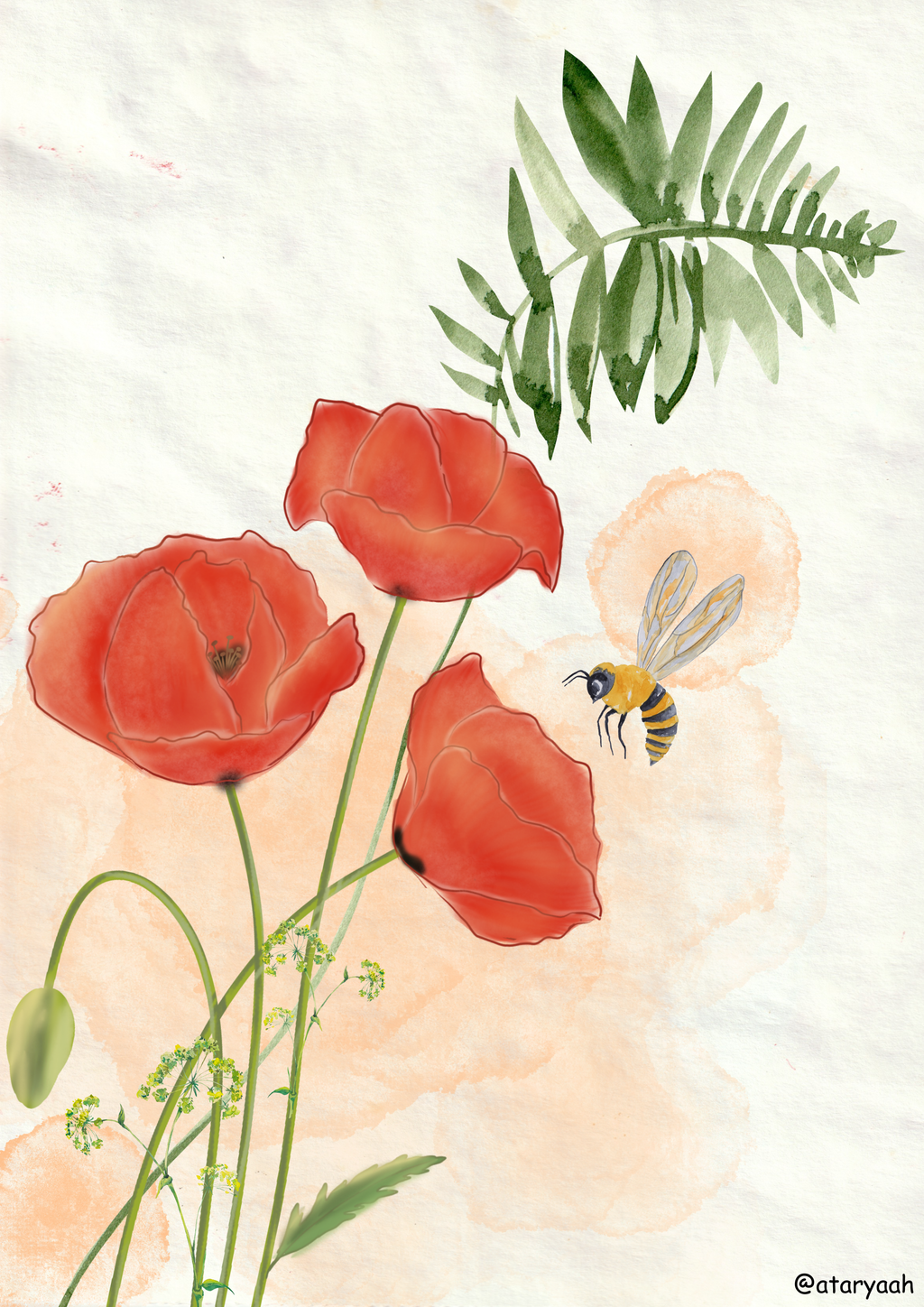 Ataryaah Watercolor Wall Art — Set of 3 | Glass Framed Prints