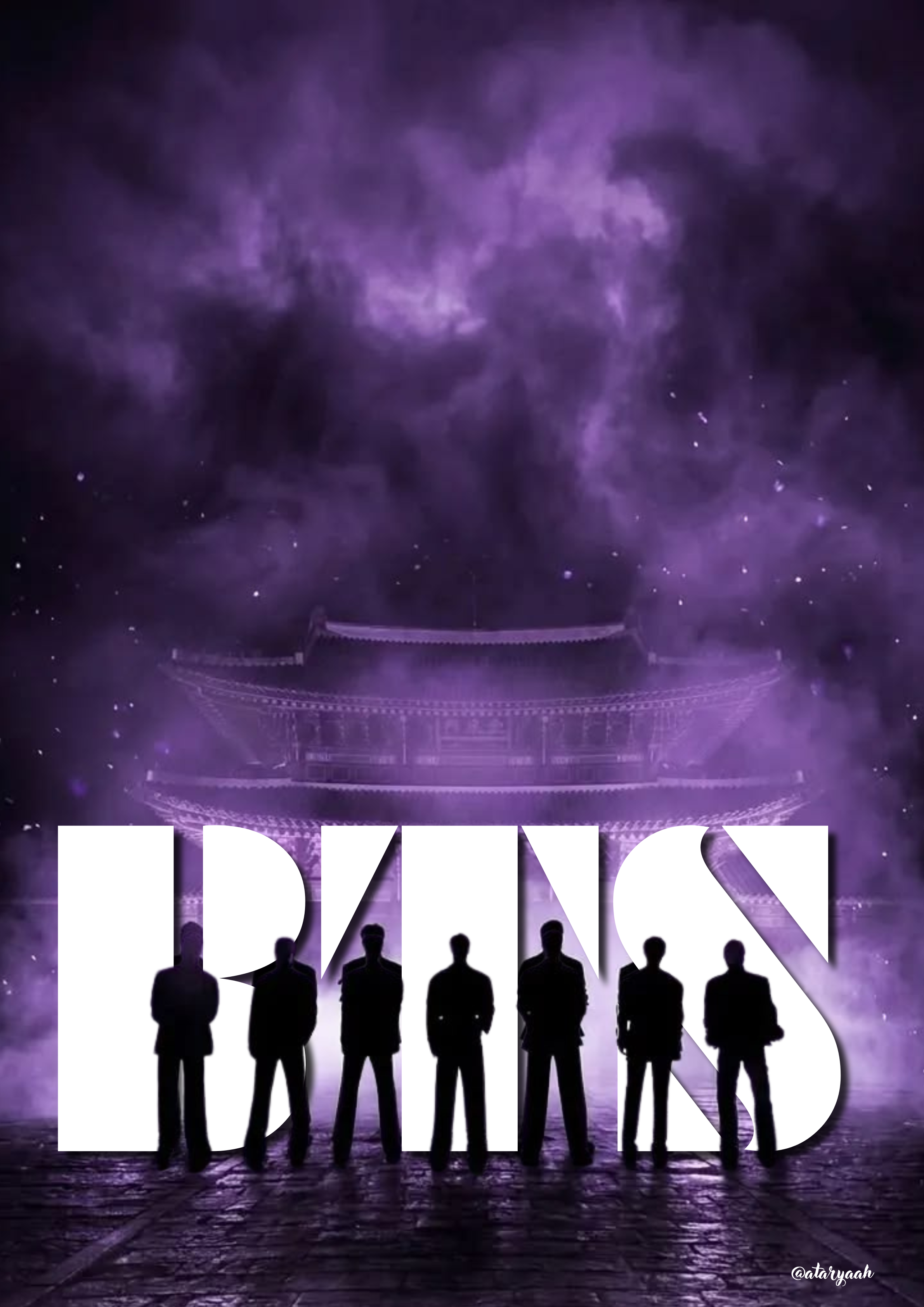 BTS Wall Art Print – Purple Mystic Silhouette Poster, Available in sizes A1, A2, A3, A4