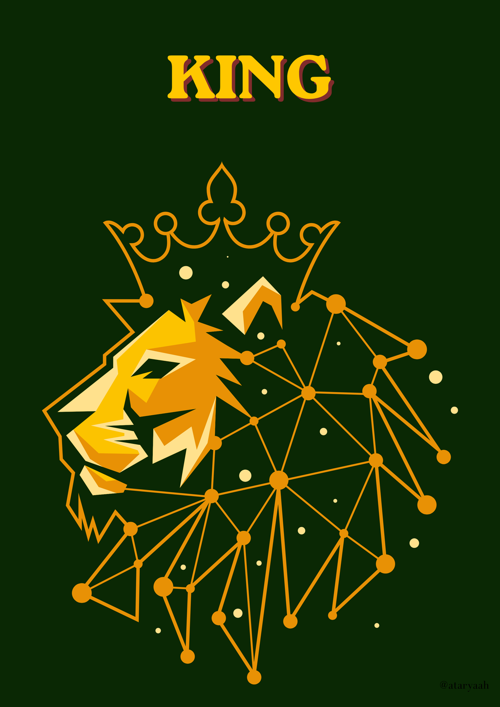 KING — Geometric Lion Constellation Wall Art Print for your Space