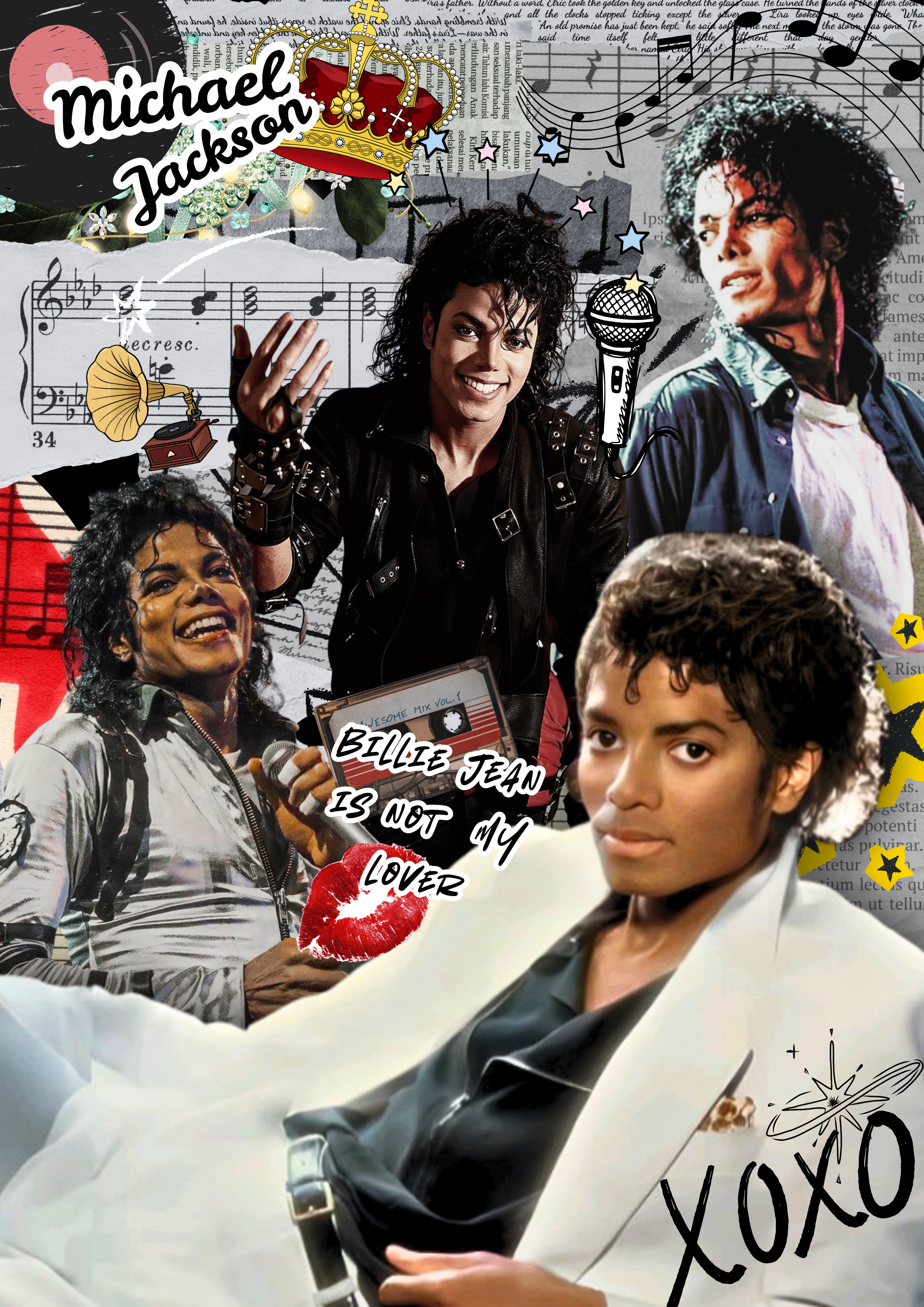 Michael Jackson Wall Art Print | Thriller & Iconic Collage Scrap book Style Gloss Finish Poster