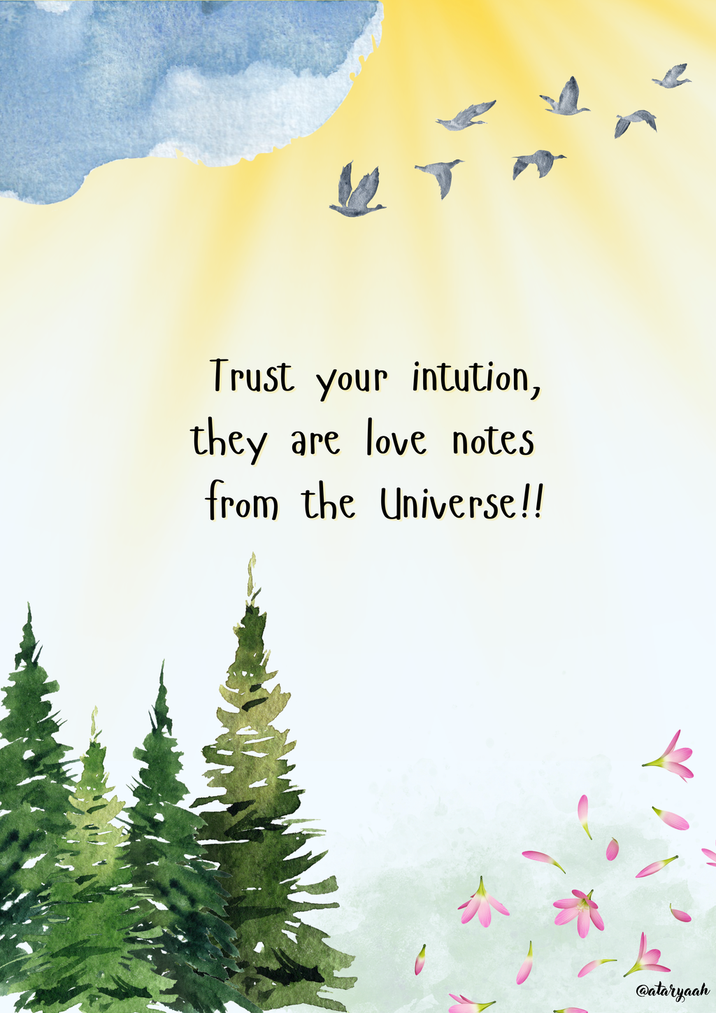 Trust Your Intuition — Motivational Wall Art Poster | Watercolor Nature Print