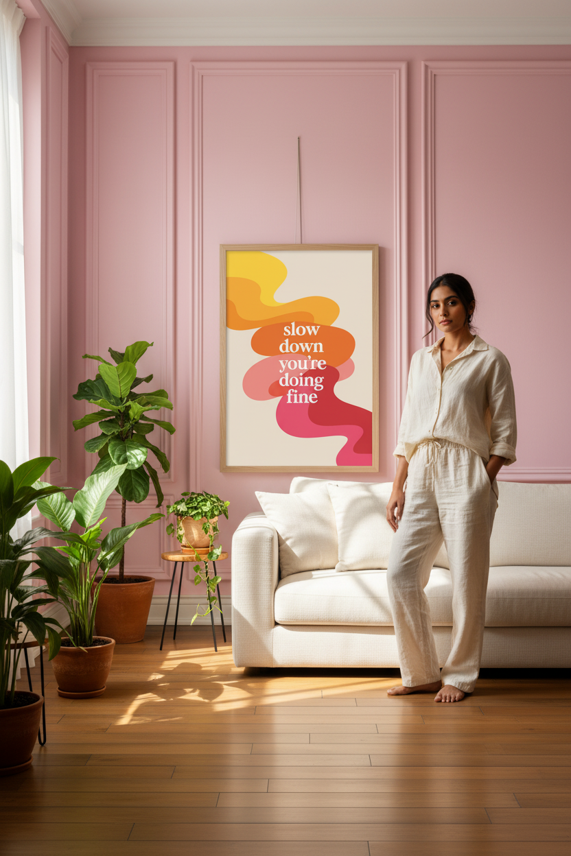 Blush Pink - Girl by Couch