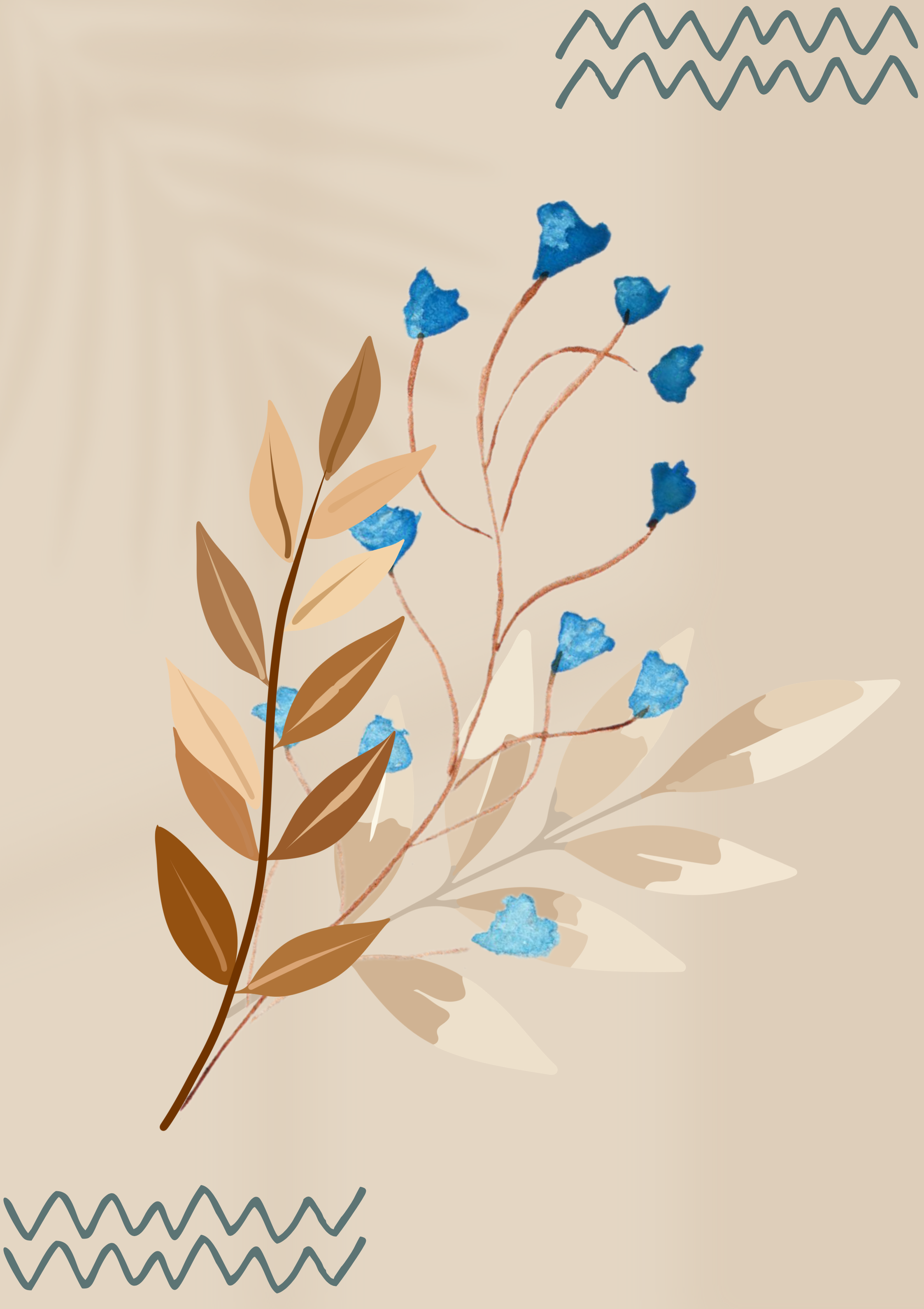 Blue Wildflower Botanical Print | Boho Wall Art Framed or Unframed Wall Decor