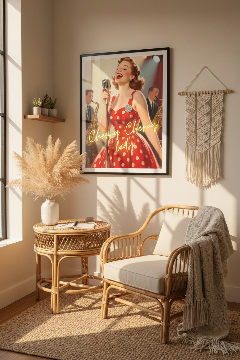 Cherry Cherry Lady — Vintage Jazz Singer Framed Wall Art