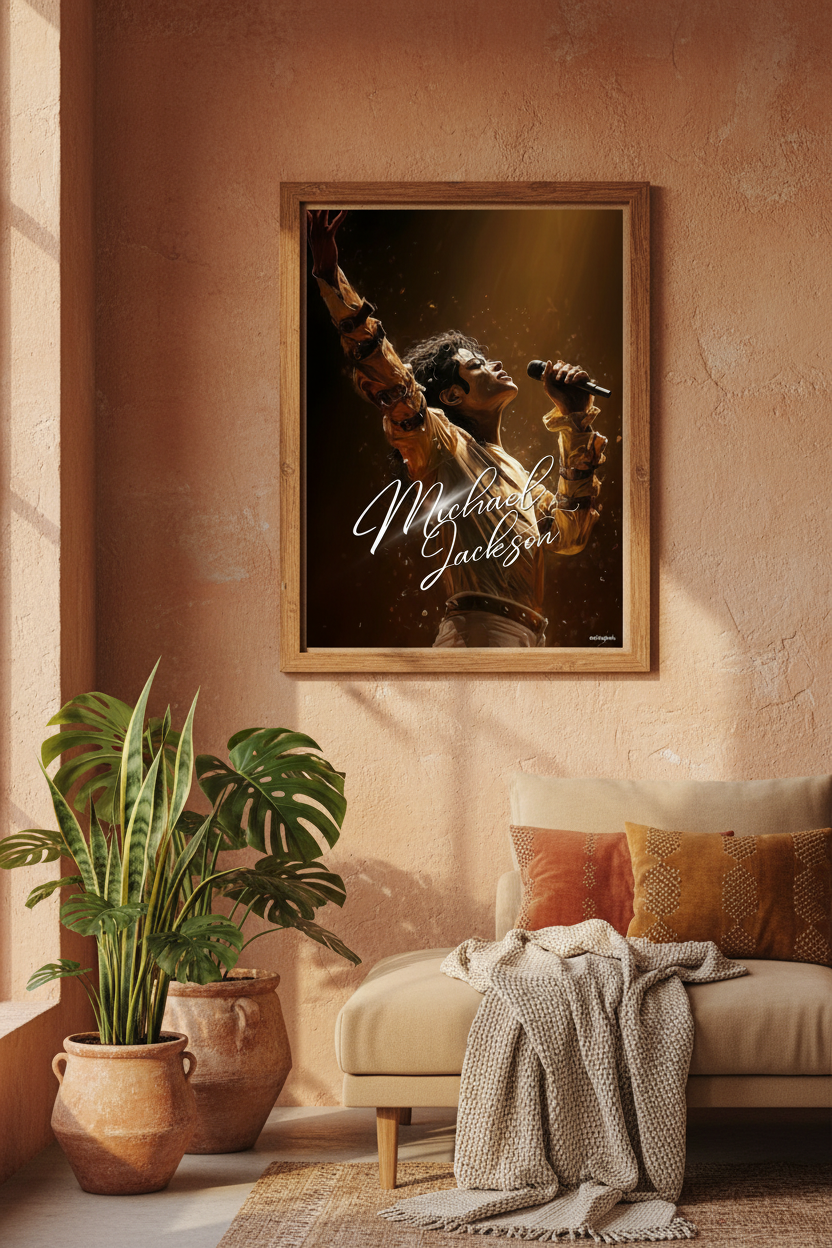 Boho Living Room Wood Frame
