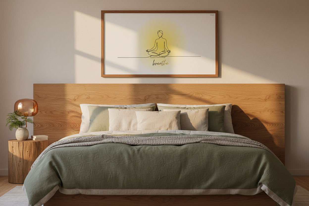 Breathe - Walnut Frame, Bedroom, Landscape