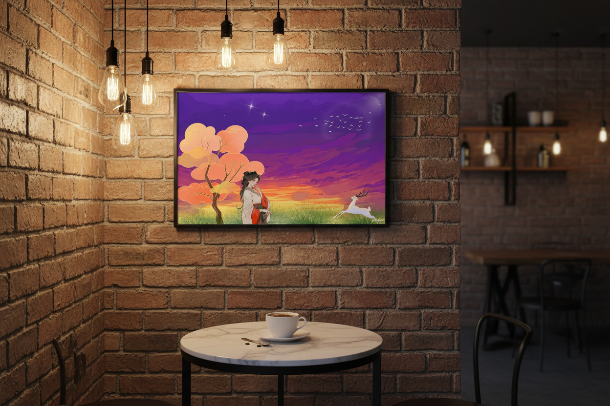 Café Brick Wall Backdrop