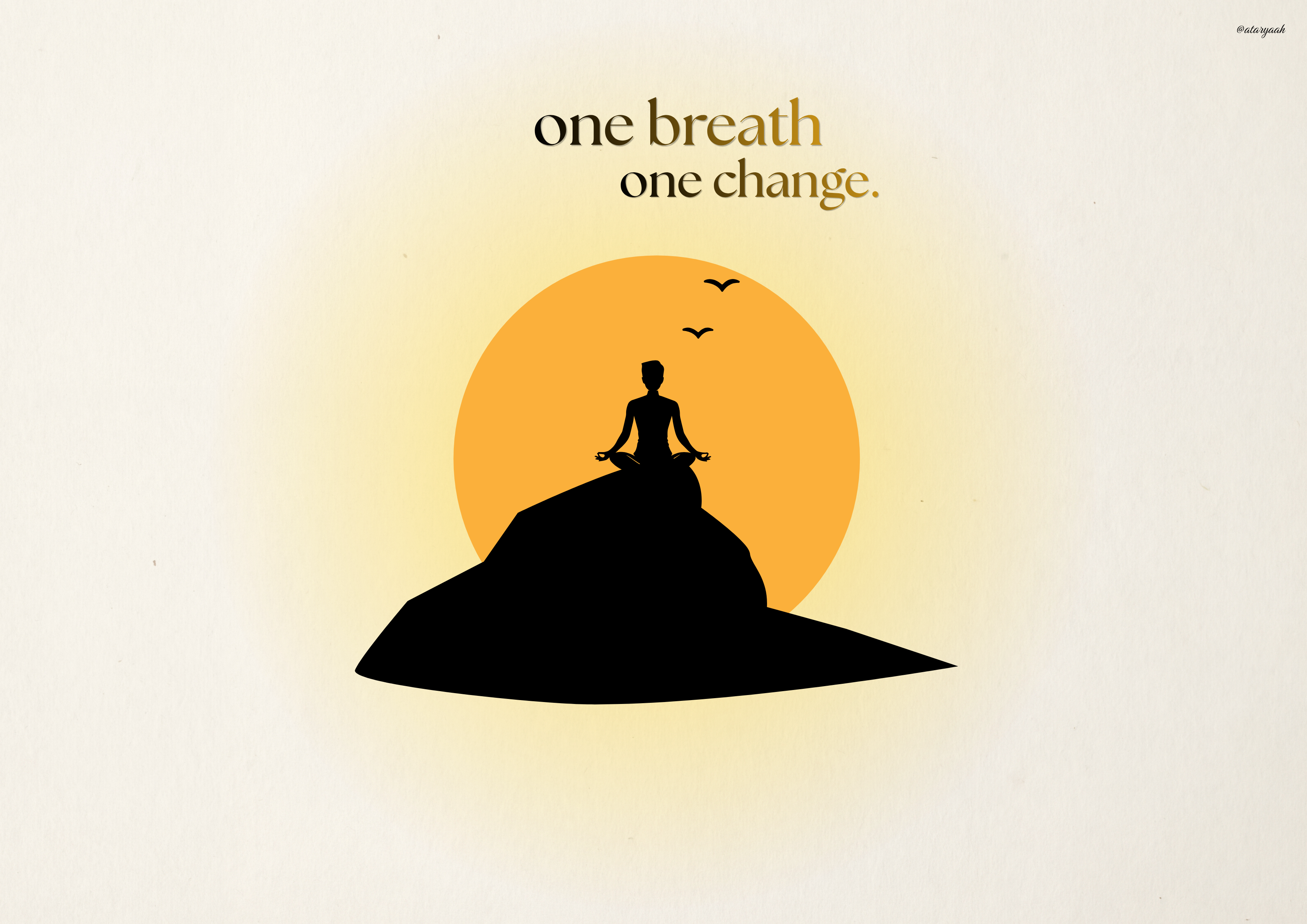 One Breath One Change – Meditation Yoga Wall Art Poster Canvas Style, Framed or Unframed