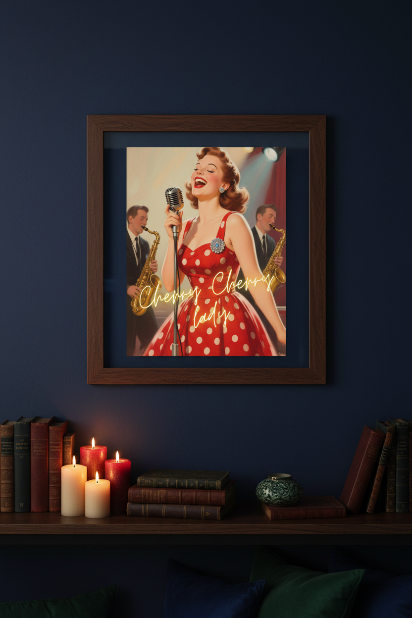 Cherry Cherry Lady — Vintage Jazz Singer Framed Wall Art