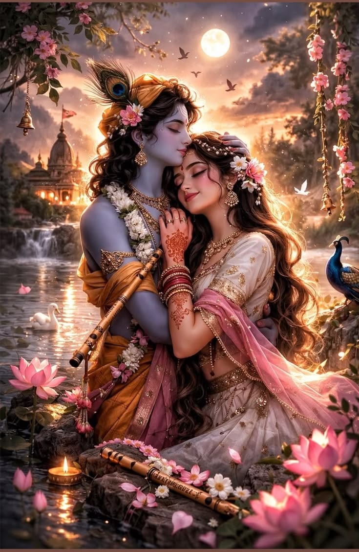 Radha Krishna — Eternal Love | Premium Glass Framed Wall Art