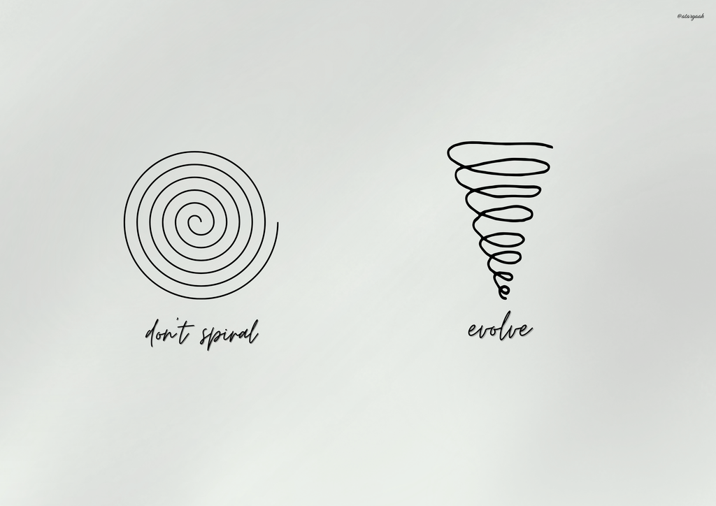 Don't Spiral, Evolve — Minimalist Meditation Line Wall Art Canvas Print for Home Decor