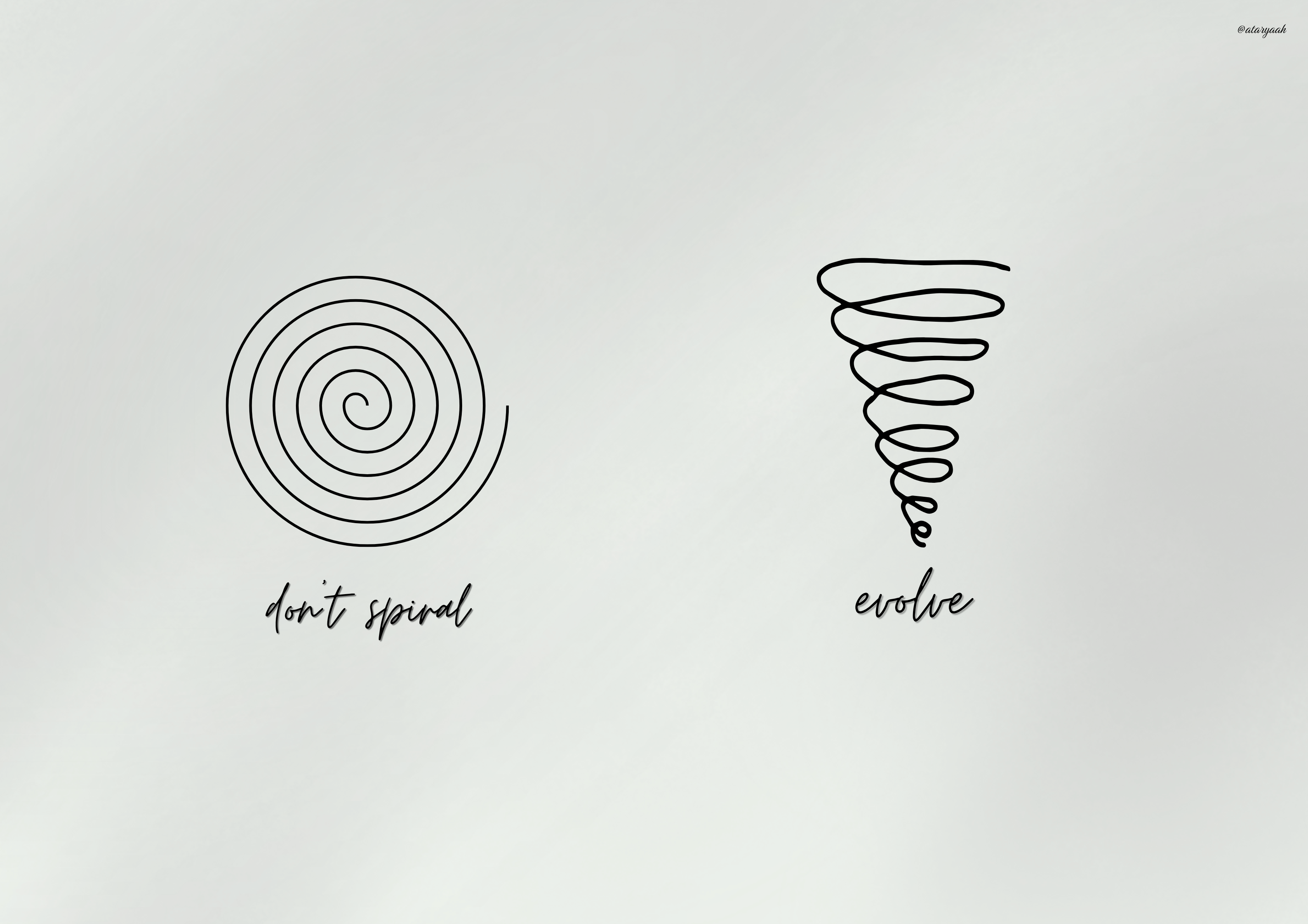 Don't Spiral, Evolve — Minimalist Meditation Line Wall Art Canvas Print for Home Decor