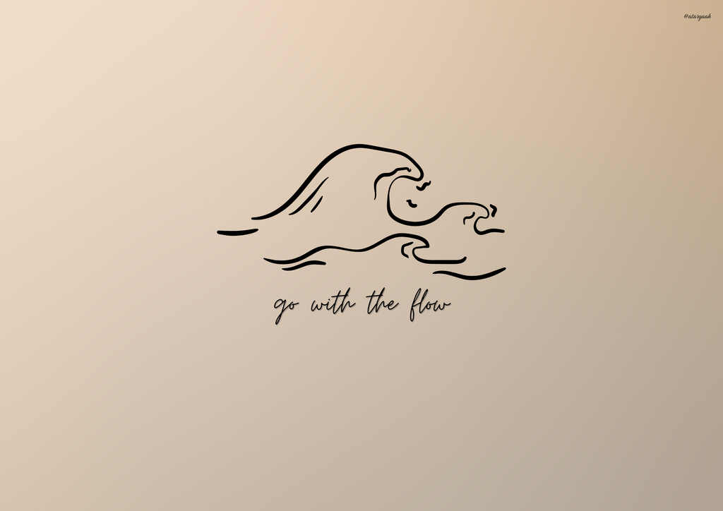 Go With The Flow – Minimalist Meditation Wave Line Wall Art Print for Wall Decor