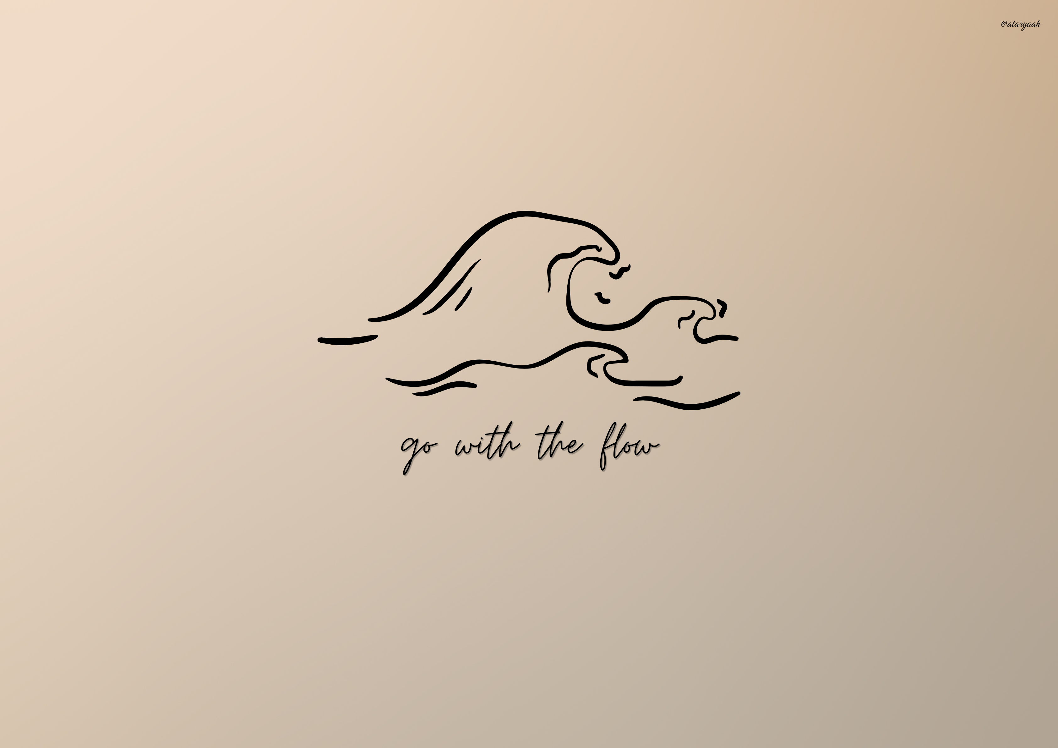Go With The Flow – Minimalist Meditation Wave Line Wall Art Print for Wall Decor