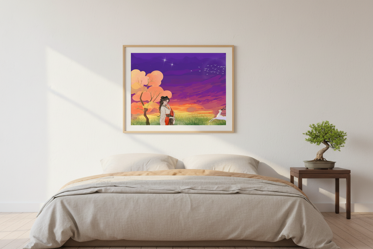 Japandi Bedroom Backdrop