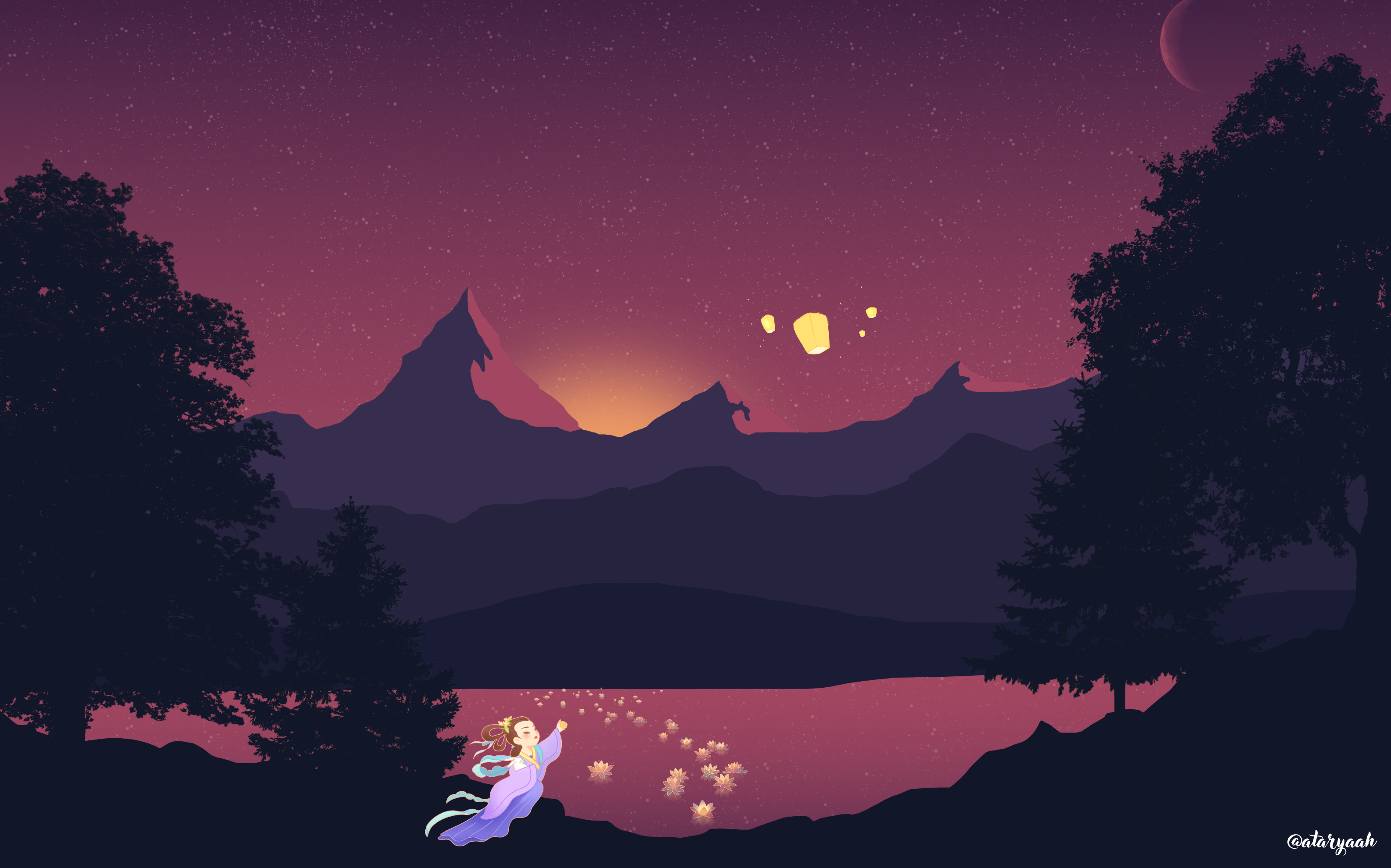 Lantern Night — Mystical Landscape Wall Art Poster