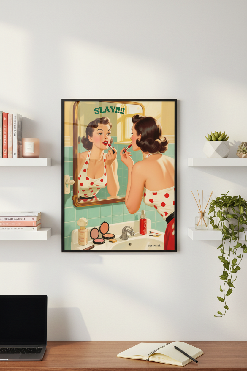 SLAY!!!! Vintage Pin-Up Framed Wall Art 🖤💄