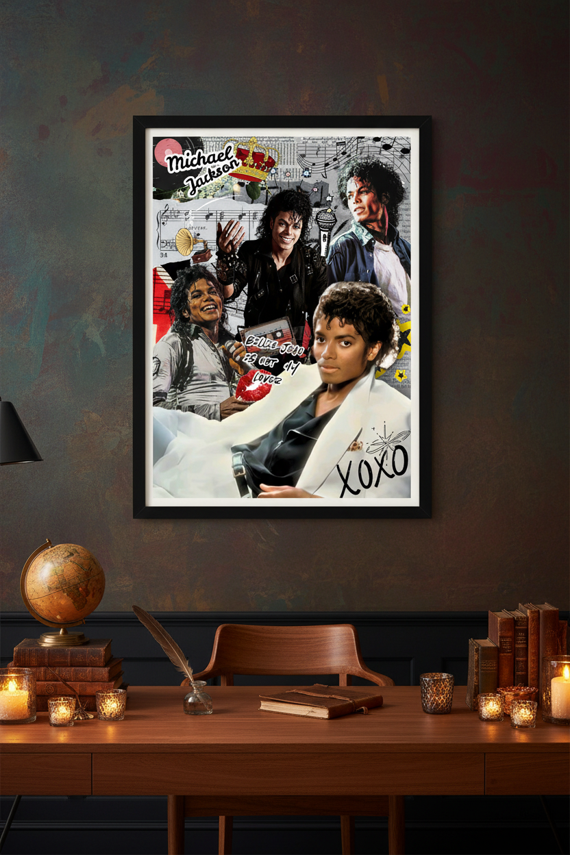 Michael Jackson Wall Art Print | Thriller & Iconic Collage Scrap book Style Gloss Finish Poster