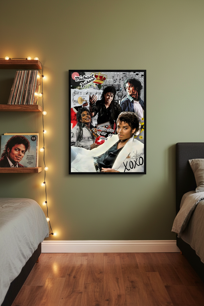 Michael Jackson Wall Art Print | Thriller & Iconic Collage Scrap book Style Gloss Finish Poster