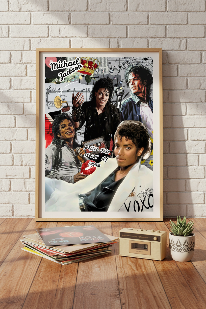 Michael Jackson Wall Art Print | Thriller & Iconic Collage Scrap book Style Gloss Finish Poster