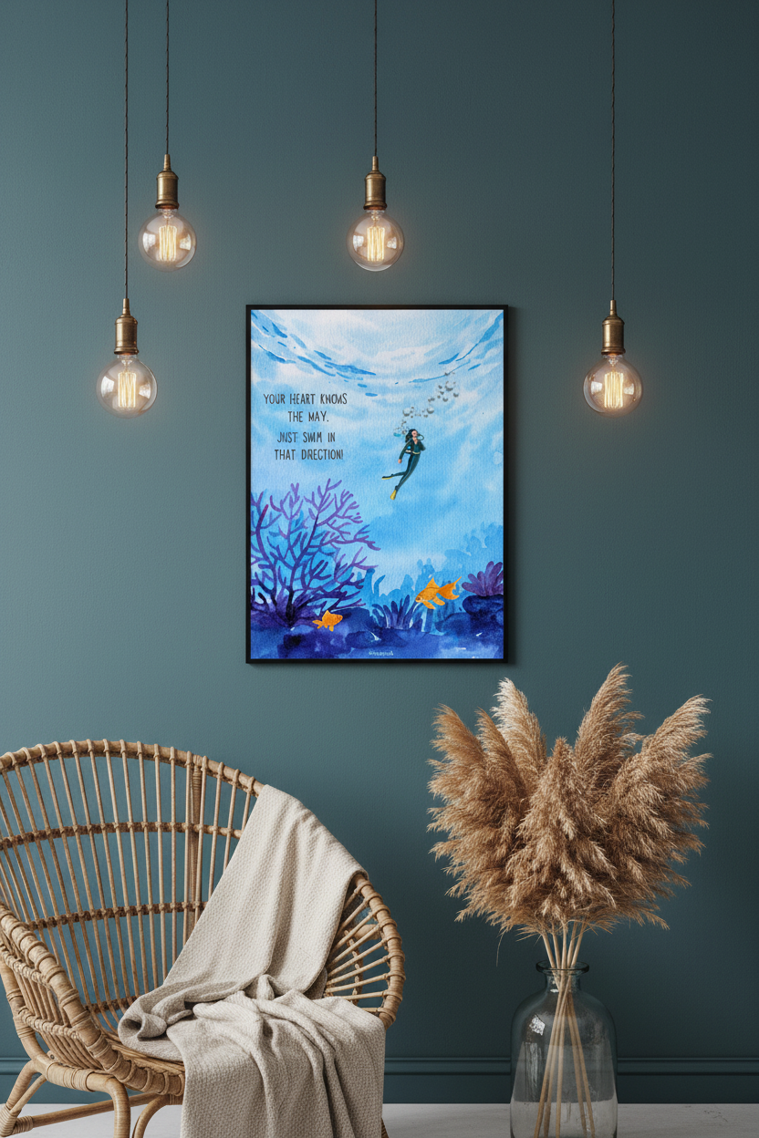 Moody Ocean Blue Wall