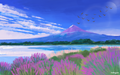 Lavender Mountain Landscape – Wall Art Painting Framed