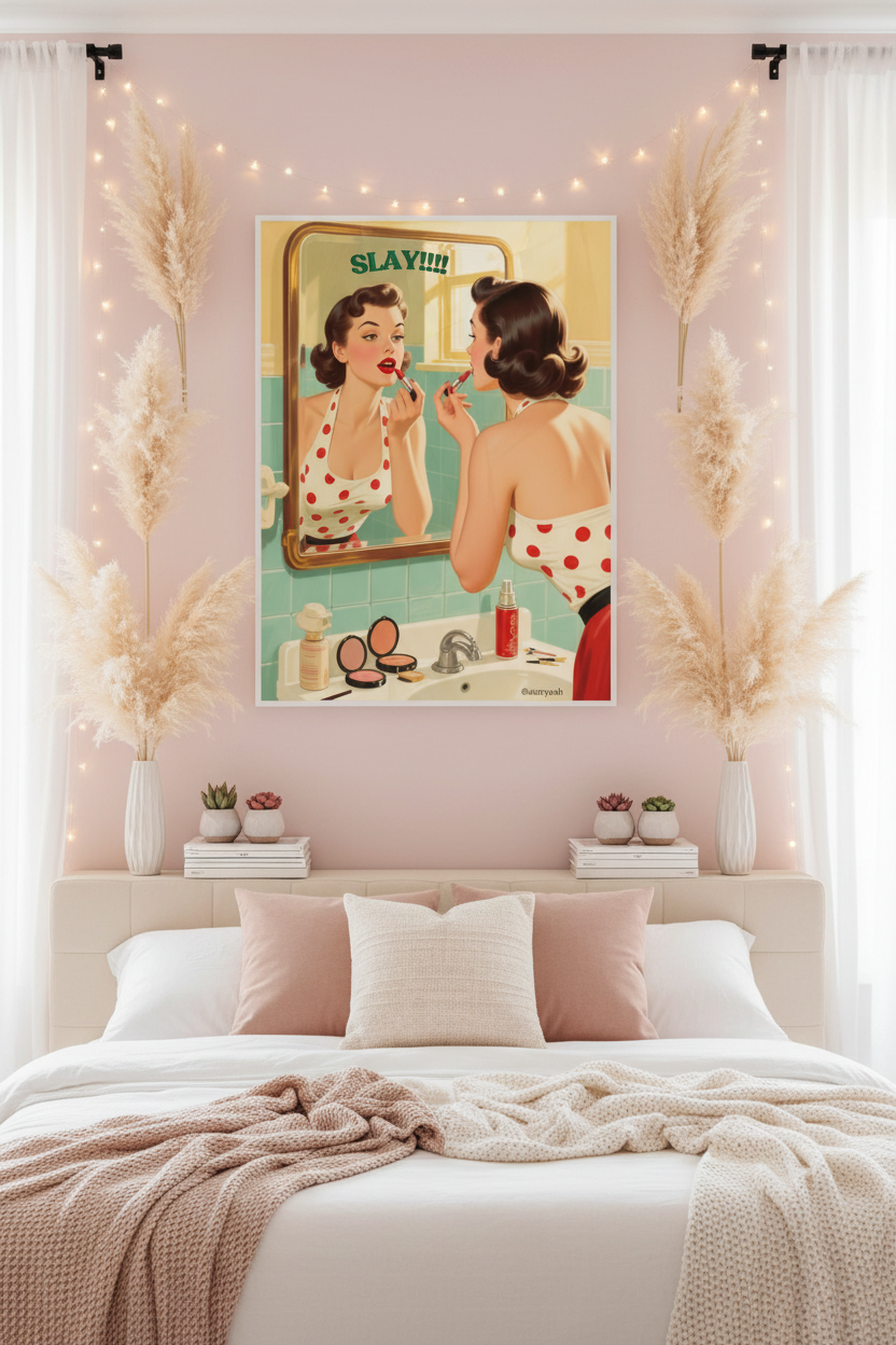 SLAY!!!! Vintage Pin-Up Framed Wall Art 🖤💄