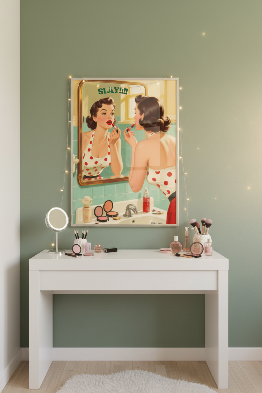 SLAY!!!! Vintage Pin-Up Framed Wall Art 🖤💄