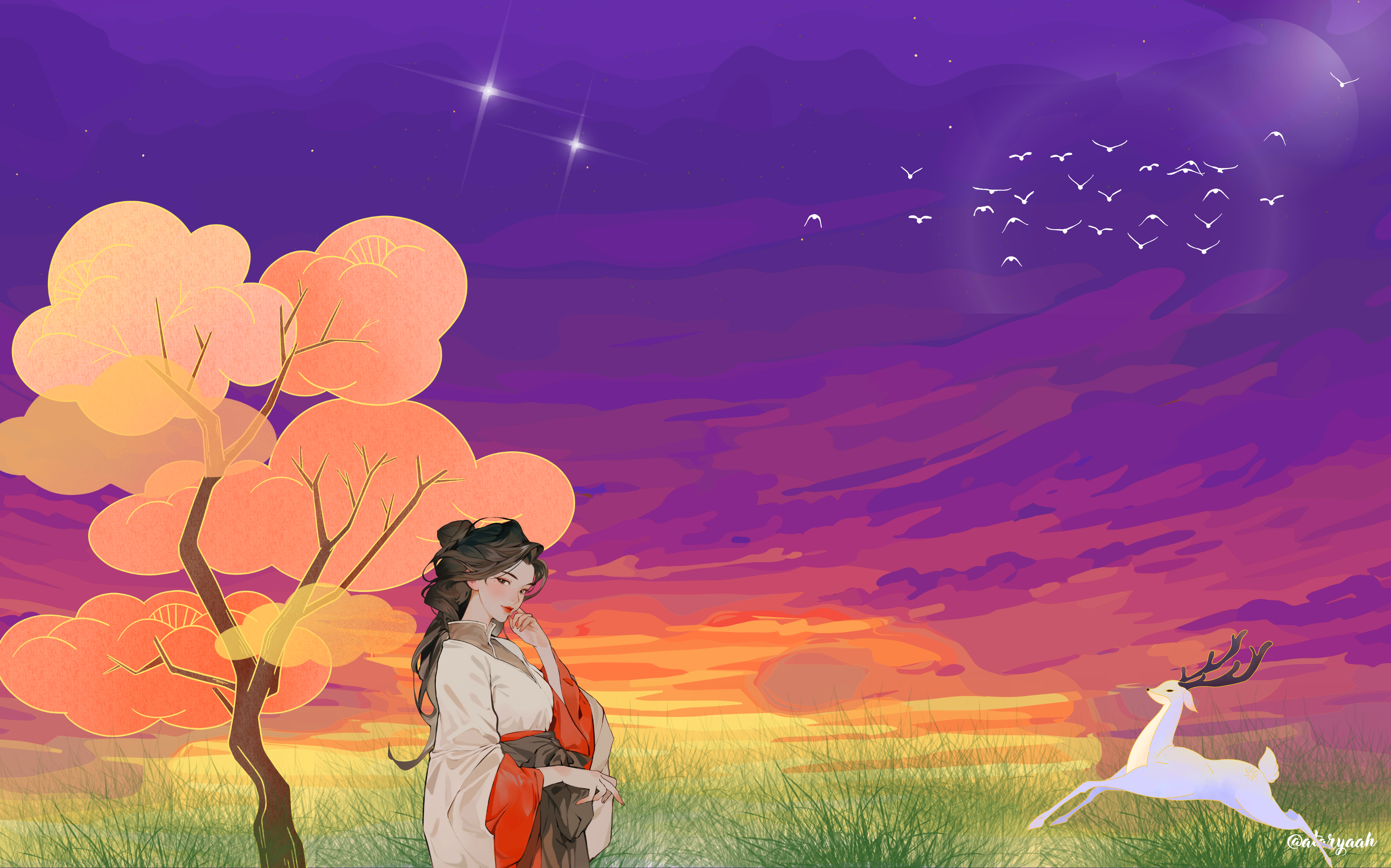 Sunset Reverie — Anime Wall Art Painting Framed