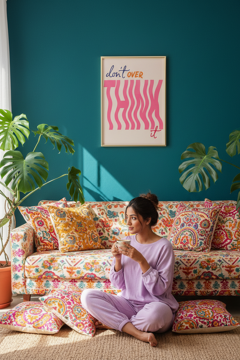 Teal Maximalist Indian Home