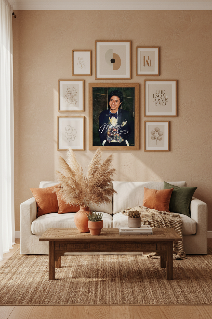 Warm Wood Frame Living Room