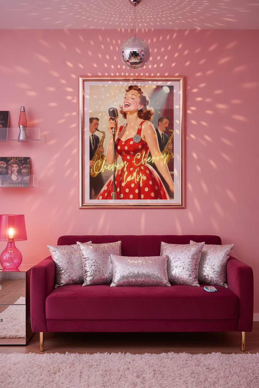 Cherry Cherry Lady — Vintage Jazz Singer Framed Wall Art